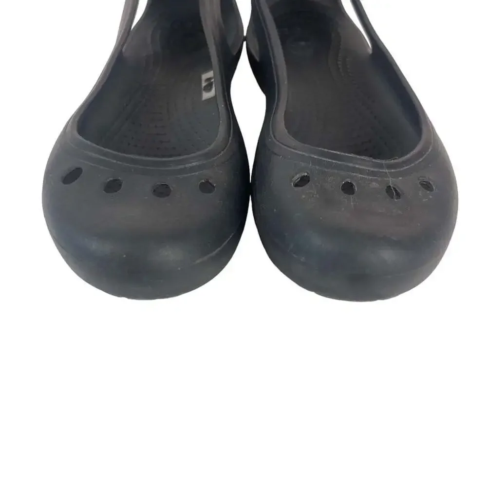 Crocs Kadee Malindi Black Ballet Flats Slip On Rubber Comfort Lightweight 7